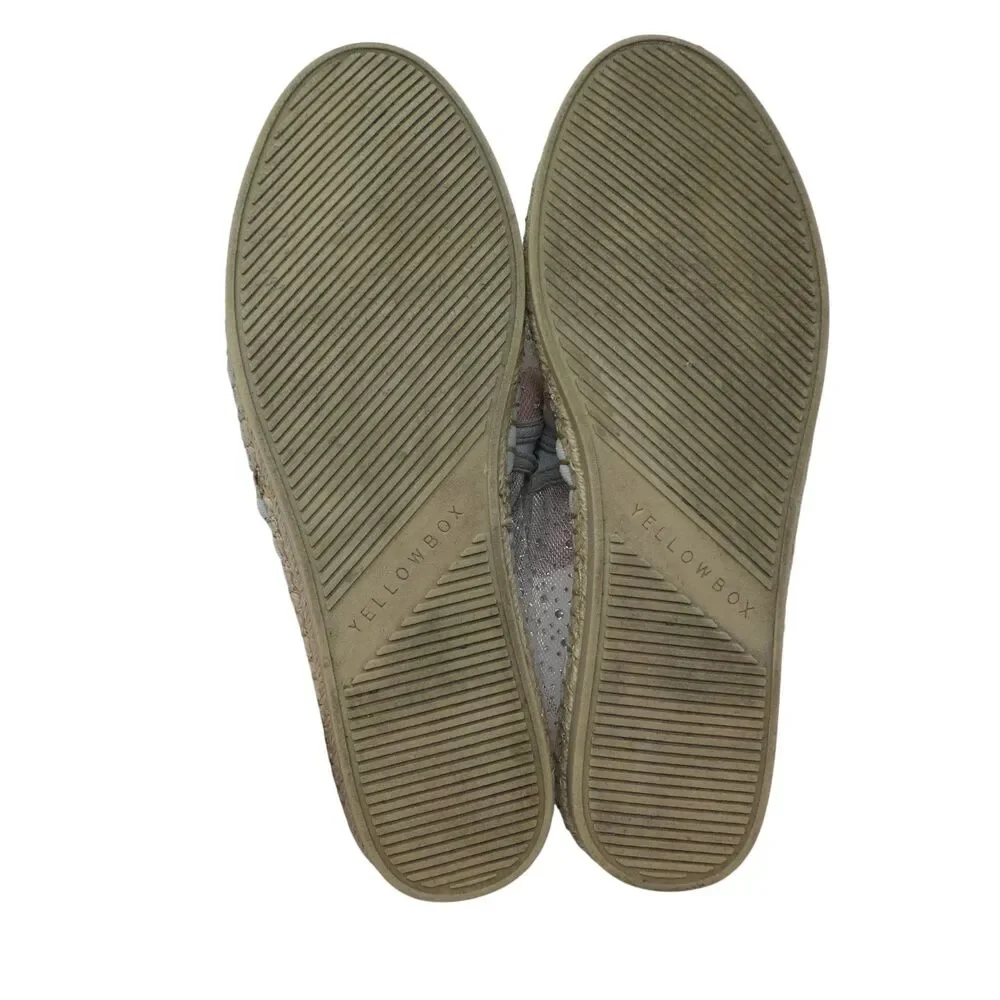Yellow Box Lucita Silver Mesh Crystal Bling Espadrille Flats Shoes‎